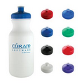 Sports Bottle - 20oz White Plastic Sports Bottle With your Choice Of Lid